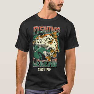 Camiseta Lenda da Pesca Truta Robalo Pescador Desde 1950 O