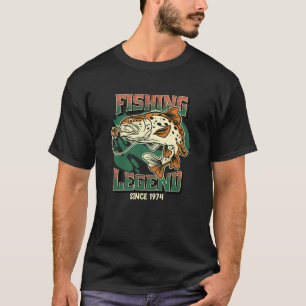 Camiseta Lenda da Pesca Truta Robalo Pescador Desde 1974 O