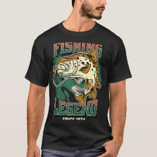 Camiseta Lenda da Pesca Truta Robalo Pescador Desde 1976 O