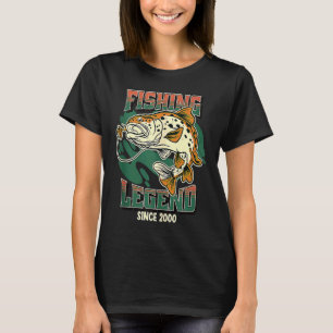 Camiseta Lenda da Pesca Truta Robalo Pescador Desde 2000 O