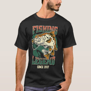 Camiseta Lenda da Pesca Truta Robalo Pescador Desde 2017 O