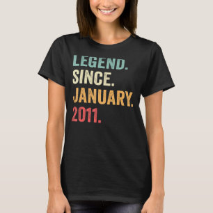 Camiseta Lenda De 12 Anos Desde Janeiro De 2011 12 Birthd