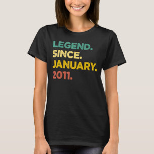 Camiseta Lenda De 12 Anos Desde Janeiro De 2011 12 Birthd