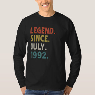 Camiseta Lenda De 30 Anos Desde Julho De 1992 aniversário d