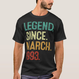 Camiseta Lenda De 30 Anos Desde Março De 1993 aniversário d