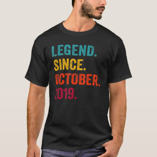 Camiseta Lenda De 3 Anos Desde Outubro De 2019 aniversário 