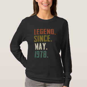 Camiseta Lenda De 44 Anos Desde Maio De 1978 44 Aniversário