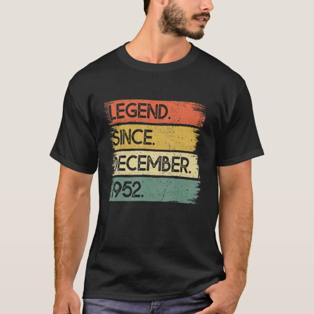 Camiseta Lenda De 70 Anos Desde Dezembro De 1952 Nascimento (Frente)
