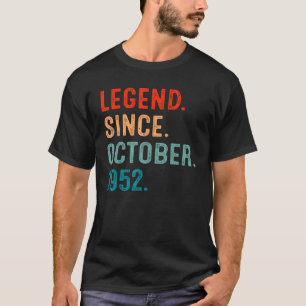 Camiseta Lenda De 70 Anos Desde Outubro De 1952 Nascimento 