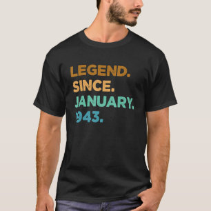 Camiseta Lenda De 80 Anos Desde Janeiro De 1943 80 Birthd
