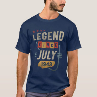 Camiseta Lenda de 80 Anos Desde Julho de 1943 80º Aniversár