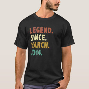 Camiseta Lenda De 9 Anos Desde Março De 2014 9º Aniversário
