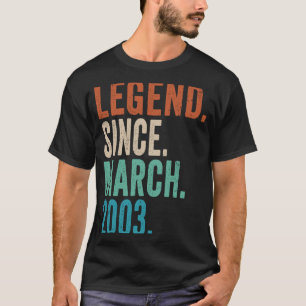 Camiseta Lenda De Aniversário De 20 De 20 Anos Desde Março
