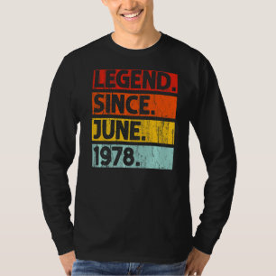 Camiseta Lenda de aniversário de 44 desde junho de 1978 44