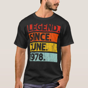 Camiseta Lenda de aniversário de 44 desde junho de 1978 44 