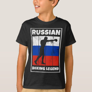 Camiseta Lenda de boxe russa com bandeira para boxeiro russ