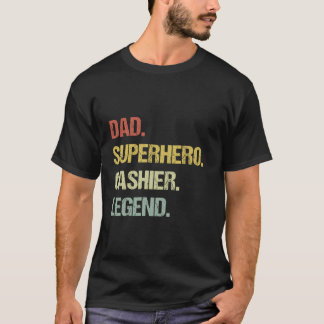Camiseta lenda de caixa de super heróis do pai