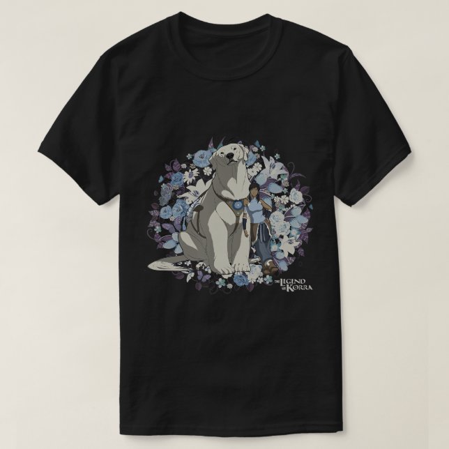 Camiseta Lenda De Korra Naga E Korra Floral T-Shirt (Frente do Design)