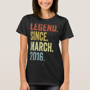 Camiseta Lenda De Menino De 7 Anos Desde Março De 2016, 7 B
