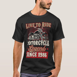 Camiseta Lenda De Motocicleta Ao Vivo Desde 1986 Biker Bi