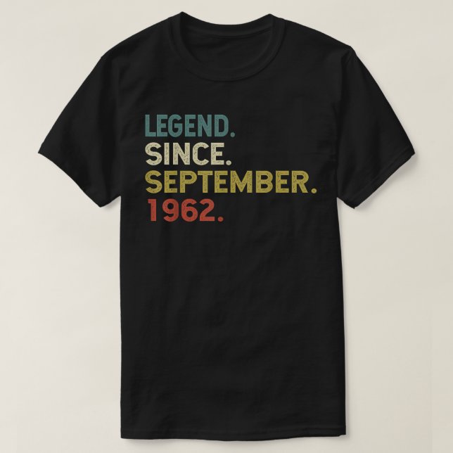 Camiseta Lenda de presentes desde setembro de 1962 60t (Frente do Design)