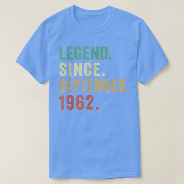 Camiseta Lenda de presentes desde setembro de 1962 60t (Frente do Design)