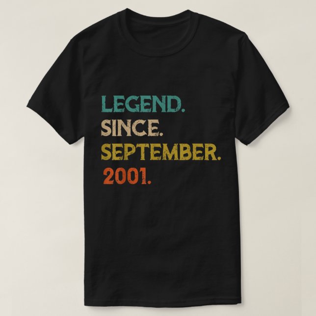 Camiseta Lenda de presentes desde setembro de 2001 21s (Frente do Design)