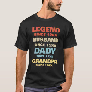Camiseta Lenda Desde 1965 Marido Pai Avô