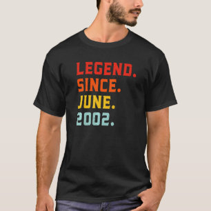 Camiseta Lenda Desde Junho De 2002 20 Birthday Vintage 20 Y
