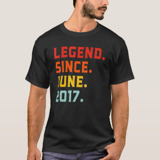 Camiseta Lenda Desde Junho De 2017 5 Birthday Vintage 5 Ano