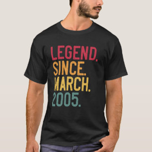 Camiseta Lenda Desde Março de 2005 21 Anos de Idade 21º Ani