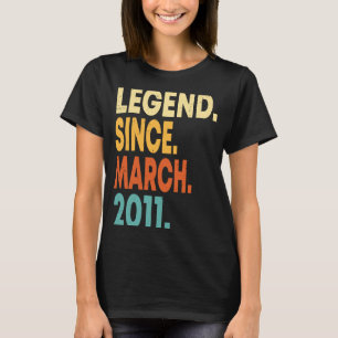 Camiseta Lenda Desde Março De 2011 Menina De 12 Anos 12