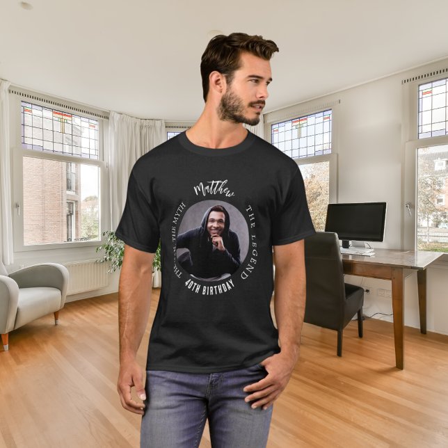 Camiseta Lenda do mito do homem branco preto de aniversário (Criador carregado)