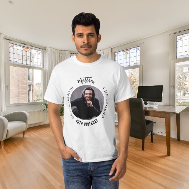 Camiseta Lenda do mito do homem branco preto de aniversário (Criador carregado)