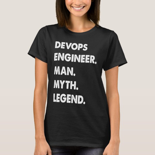 Camiseta Lenda do Mito do Homem do Engenheiro Devops (Frente)