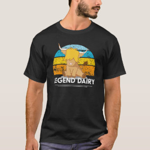 Camiseta Lenda Vaca Leiteira Highland Pôr do Sol Retrô Vint