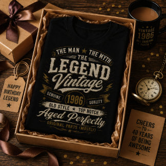 Camiseta Lenda Vintage 1986 Envelhecido Perfeitamente 40º A