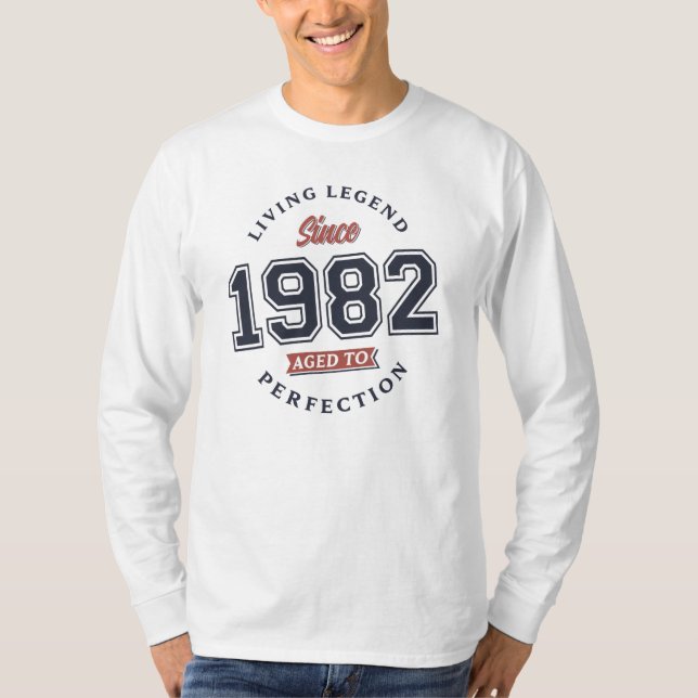 Camiseta Lenda viva 1982 Envelhecido à perfeição (Frente)