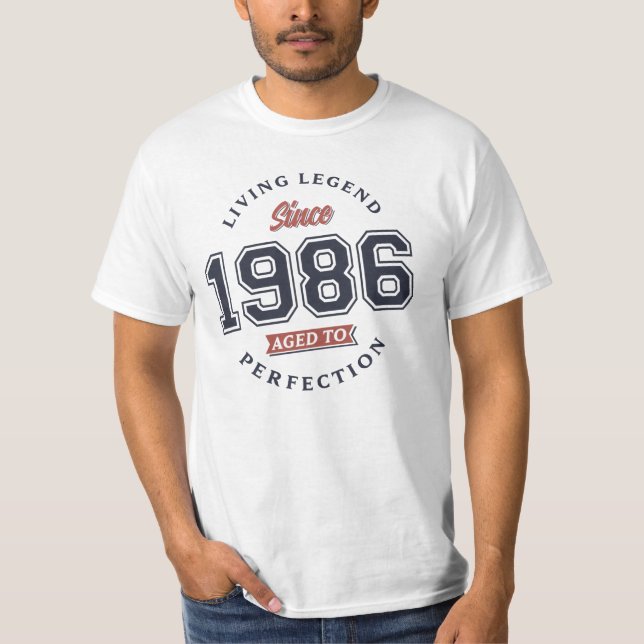 Camiseta Lenda viva 1986 Envelhecido à perfeição (Frente)