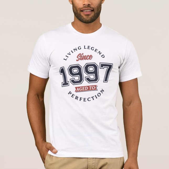 Camiseta Lenda viva 1997 Envelhecido à perfeição (Frente)