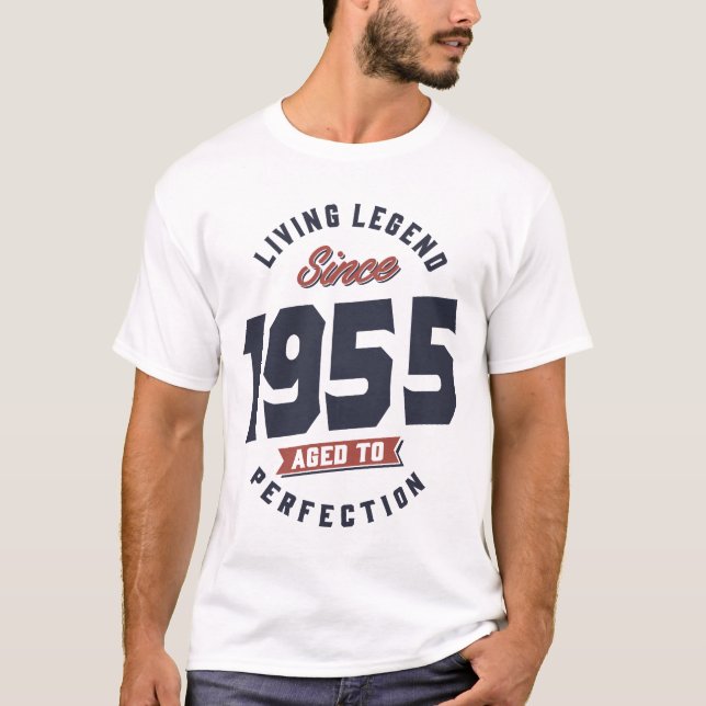 Camiseta Lenda viva desde 1955 Presente de Aniversário (Frente)