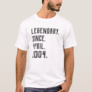 Camiseta Lendário Desde Abril De 2004 Aniversário De 16 Ano