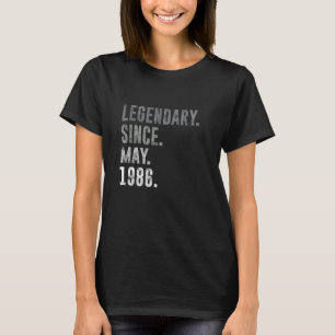 Camiseta Lendário desde maio de 1986 vinho de aniversário d