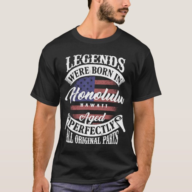 Camiseta Lendas Eram Nasceres No Nascimento De Honolulu Haw (Frente)