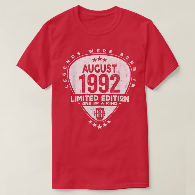 Camiseta Lendas Foram Nasceres Em Agosto De 1992Violão 2086 (Frente do Design)