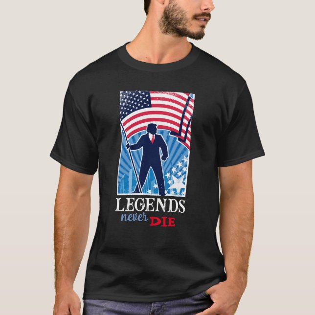 Camiseta Lendas Nunca Morrem Trump 2024 T-Shirt para Homens (Frente)