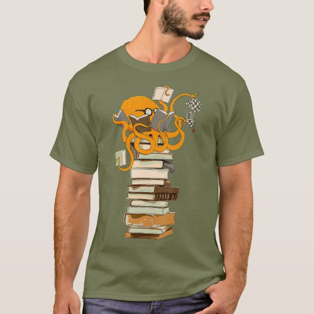 Camiseta Lendo café de polvo e presente de livros (Frente)