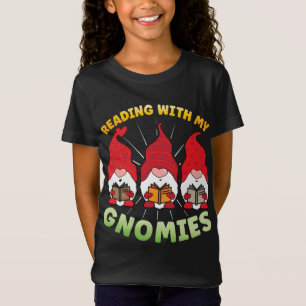 Camiseta Lendo Com Meus Gnomos Engraçado Livro Gnomo Lendo 
