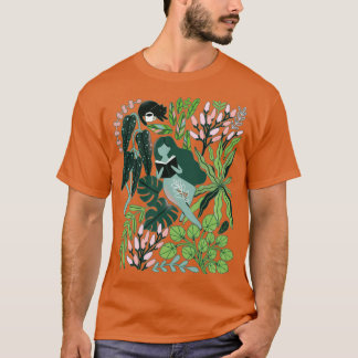 Camiseta Lendo garotas entre as plantas com gatos no ju