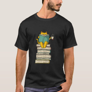 Camiseta Lendo Gato Engraçado Livro Tea Lover Presente Leve